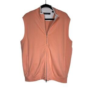 Carnoustie Golf Vest Men's Peach Orange Full 2-Way Zip Sleeveless Collared Sz L